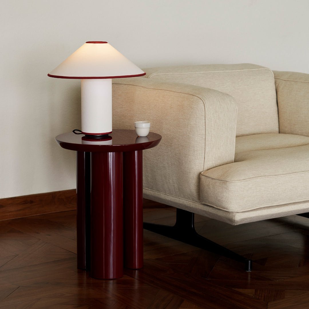 Table lamp with fabric shade – Lunara-Red+White-State of Style