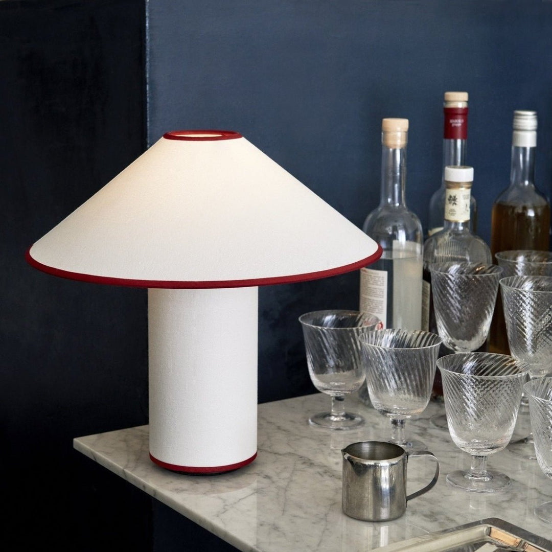 Table lamp with fabric shade – Lunara-Red+White-State of Style