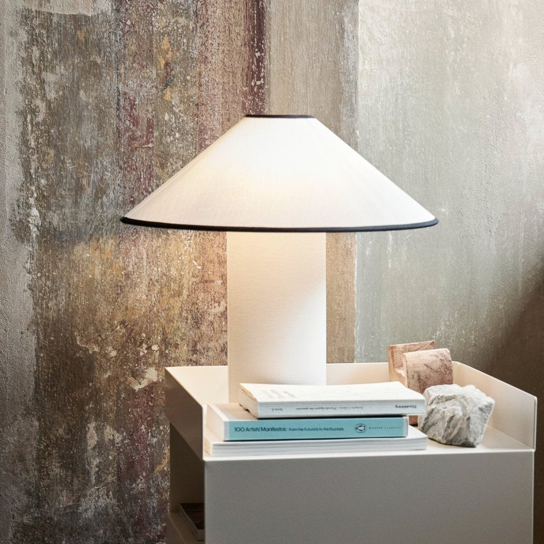 Table lamp with fabric shade – Lunara-Red+White-State of Style