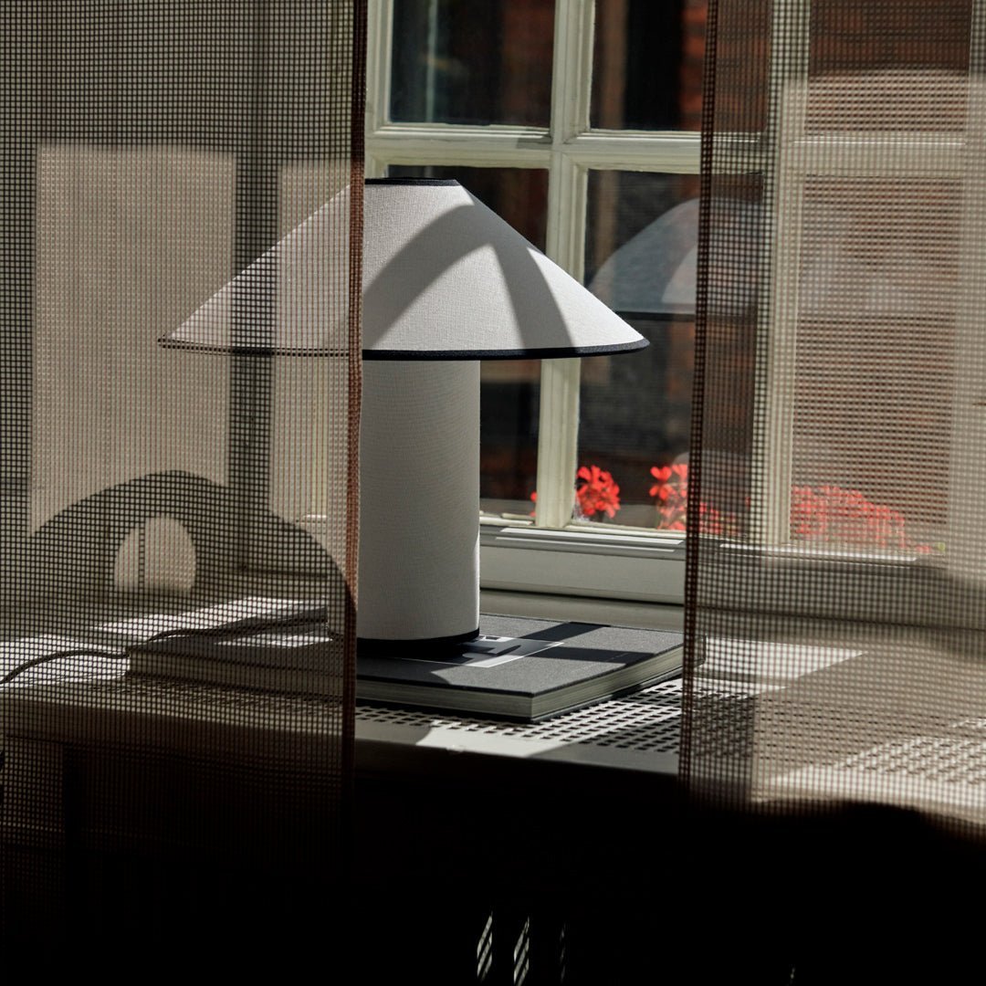 Table lamp with fabric shade – Lunara-Red+White-State of Style