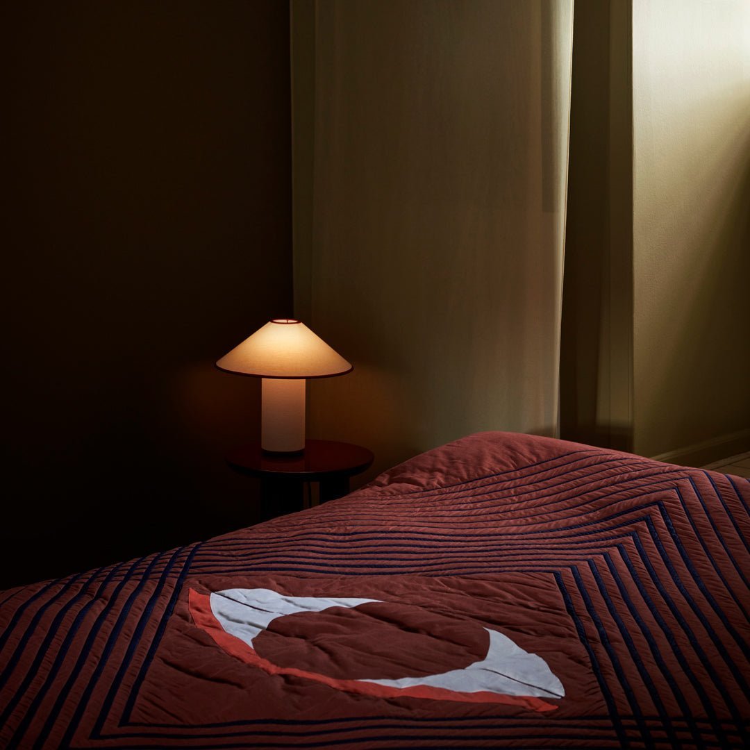 Table lamp with fabric shade – Lunara-Red+White-State of Style