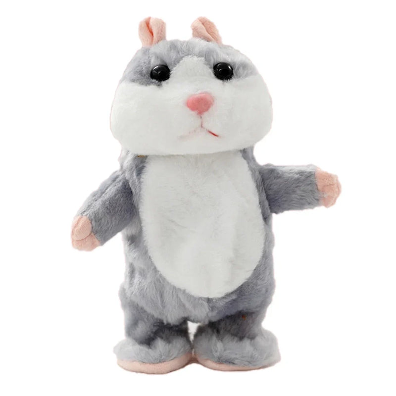 Talking and Walking Plush Toy - MagicTalk-Hamster - Gray-State of Style