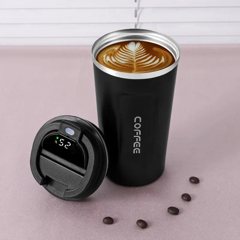 TempMate Smart Stainless Steel Thermos Mug with Temperature Display-380ML-Black-State of Style