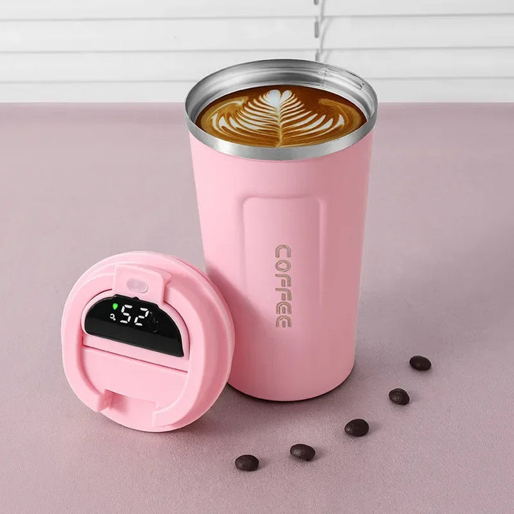 TempMate Smart Stainless Steel Thermos Mug with Temperature Display-380ML-Pink-State of Style
