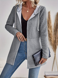 Textured Zip-Up Hoodie Jacket - Isla-S-State of Style