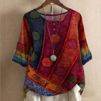 Thea Top | Unique Vintage Boho Print-Red-S-State of Style