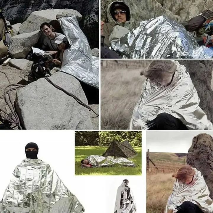 ThermaShield Poncho – Multifunctional Emergency and Insulation Blanket-Silver A-State of Style