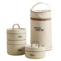 ThermoBox Multi-Layered Insulated Lunchbox with FREE Carry Bag-2x Small + Large-White-State of Style