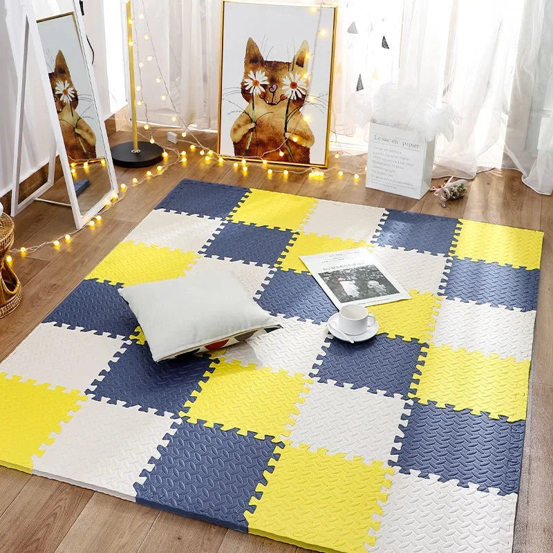 Thick Baby Play Mat – SquishyPlay-White Cyan Yellow-State of Style