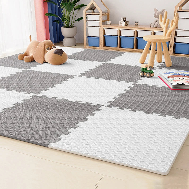 Thick Baby Play Mat – SquishyPlay-White Grey Cyan-State of Style