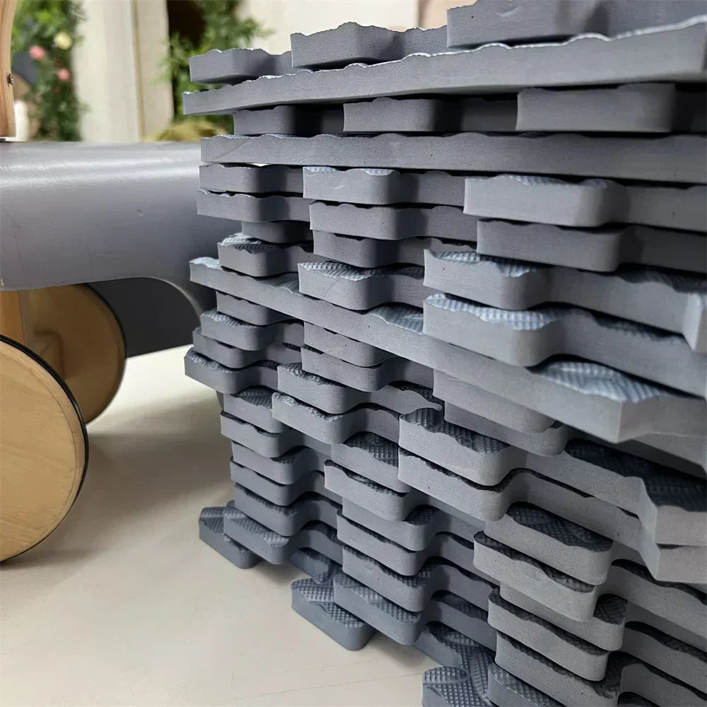 Thick Baby Play Mat – SquishyPlay-White Grey Cyan-State of Style