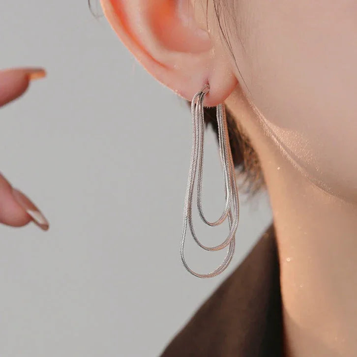 Three-Layer Chain Earrings - Aurelia-Gold-State of Style