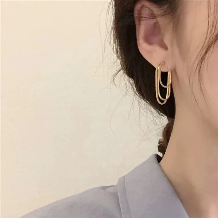Three-Layer Chain Earrings - Aurelia-Gold-State of Style