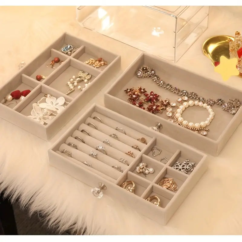 Three-Layer Transparent Jewellery Box-GRAY-State of Style