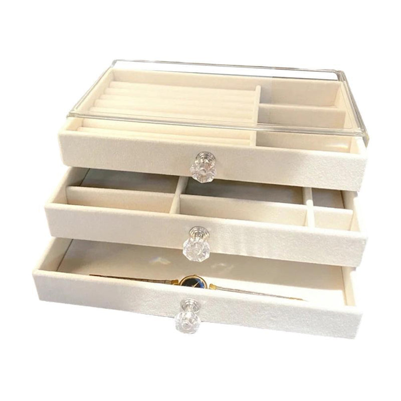 Three-Layer Transparent Jewellery Box-WHITE-State of Style