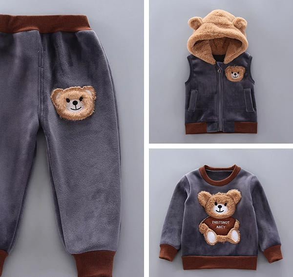 Three-Piece Baby and Toddler Set with Bear Pattern – BearHugs-Blue-6-9 Months (68-74 cm)-State of Style