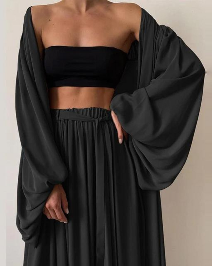 Three-piece summer outfit cotton ladies – Marla-Black-S-State of Style