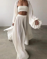 Three-piece summer outfit cotton ladies – Marla-White-S-State of Style