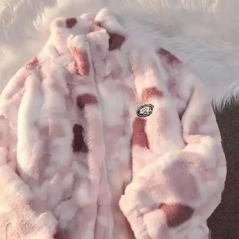 Tie-Dye Fleece Jacket for Women - Nila-Pink-S-State of Style