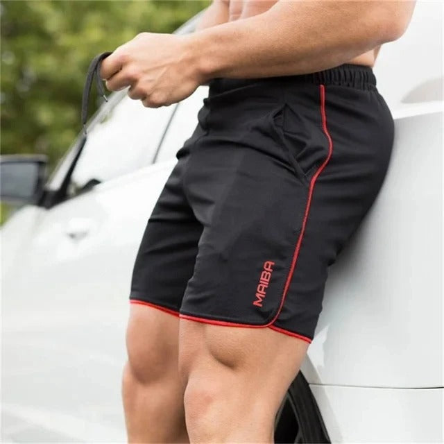 Tight Swim Shorts Made of Stretch Fabric for Men - Timo-Black-Red-M-State of Style