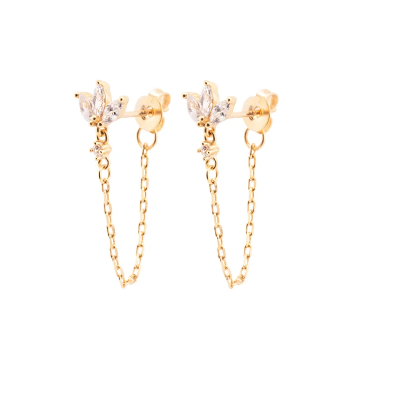 Timeless Drop Earrings - Elodie-Crown Chain Earrings-Gold-State of Style