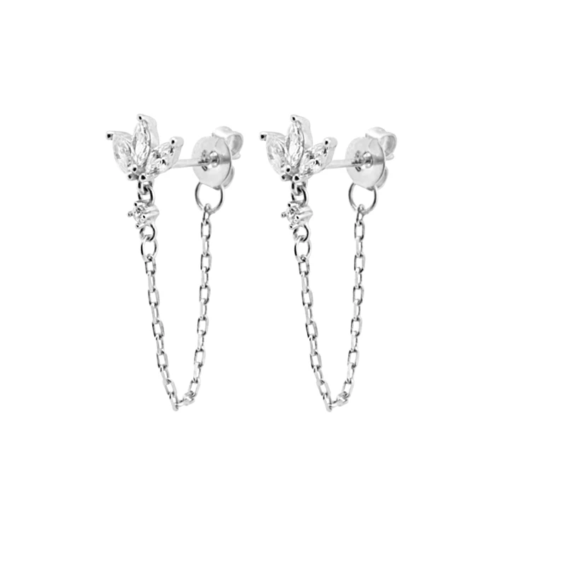 Timeless Drop Earrings - Elodie-Crown Chain Earrings-Silver-State of Style