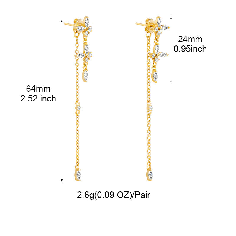 Timeless Drop Earrings - Elodie-Flower Chain Earrings-Gold-State of Style