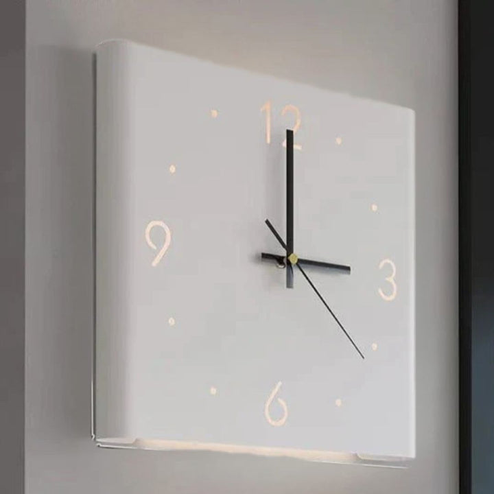 TimeLume Double-Sided Square Wall Clock with Lighting-White-State of Style