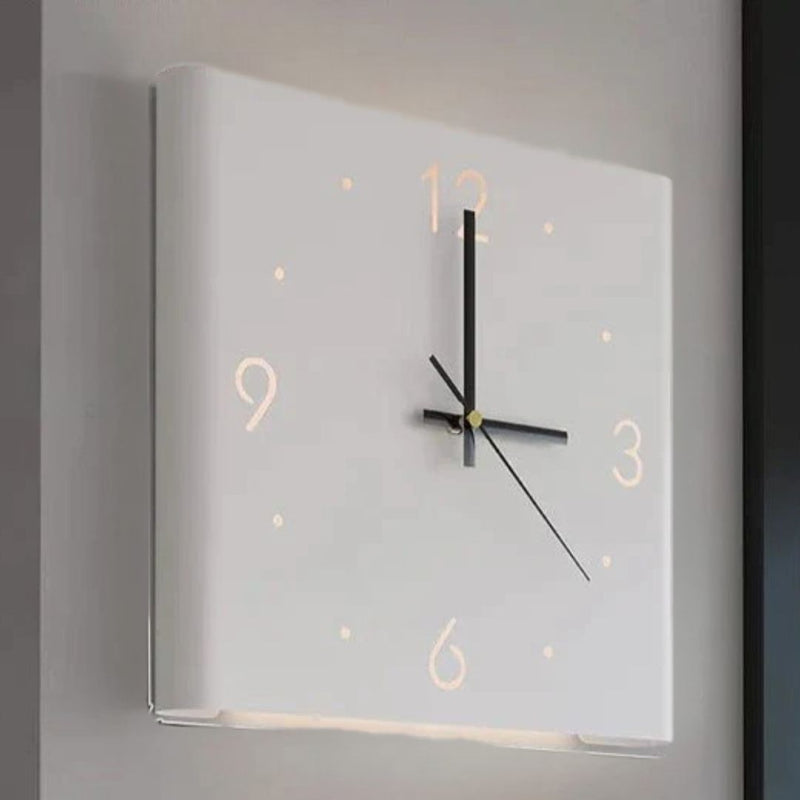 TimeLume Double-Sided Square Wall Clock with Lighting-White-State of Style