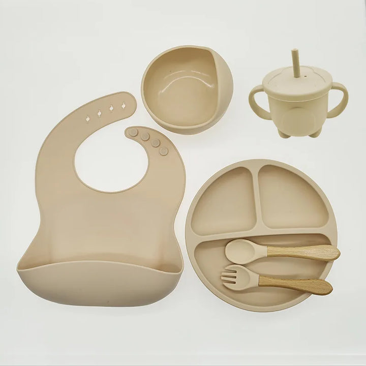 TinyBites Silicone Feeding Set for Babies-Beige-State of Style