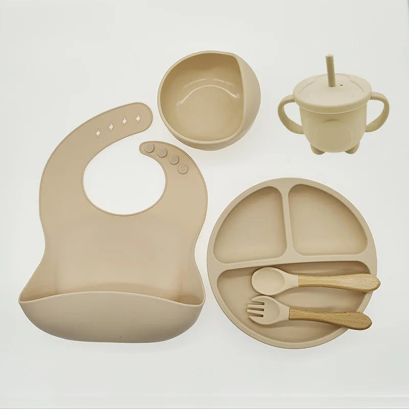 TinyBites Silicone Feeding Set for Babies-Beige-State of Style
