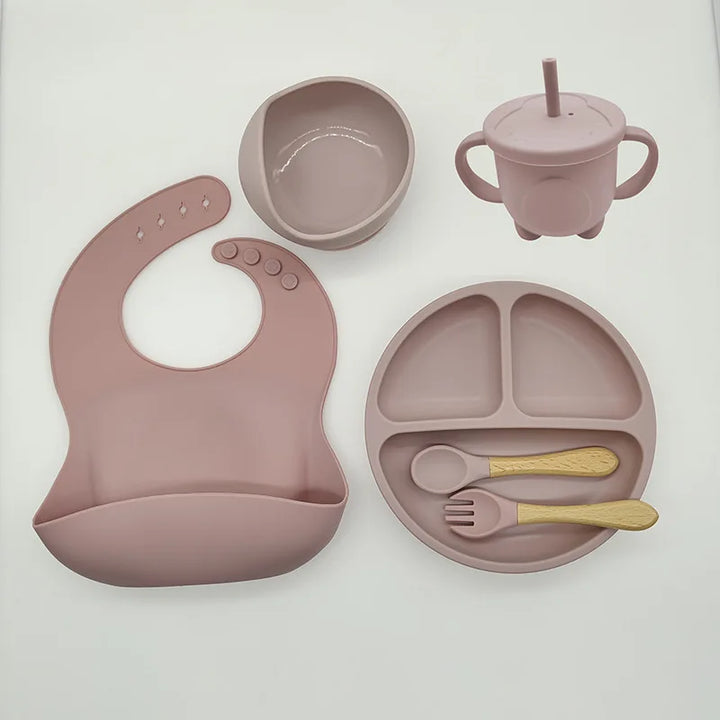 TinyBites Silicone Feeding Set for Babies-Brown-State of Style