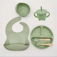 TinyBites Silicone Feeding Set for Babies-Green-State of Style