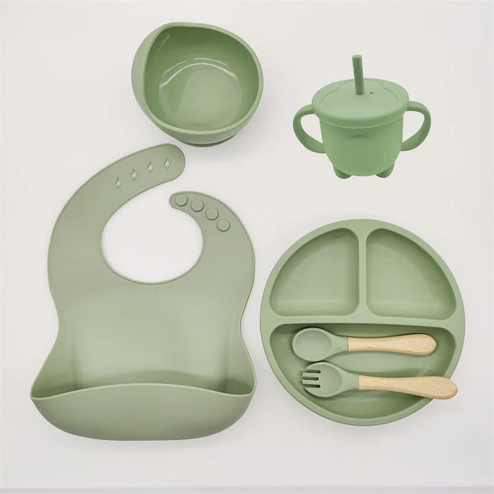 TinyBites Silicone Feeding Set for Babies-Green-State of Style