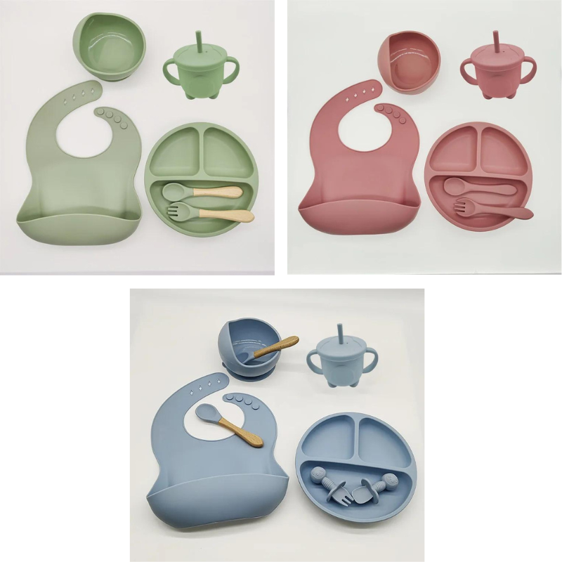 TinyBites Silicone Feeding Set for Babies-Pink-State of Style
