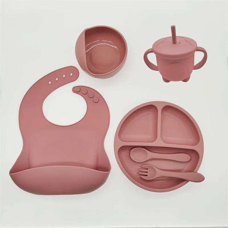 TinyBites Silicone Feeding Set for Babies-Pink-State of Style
