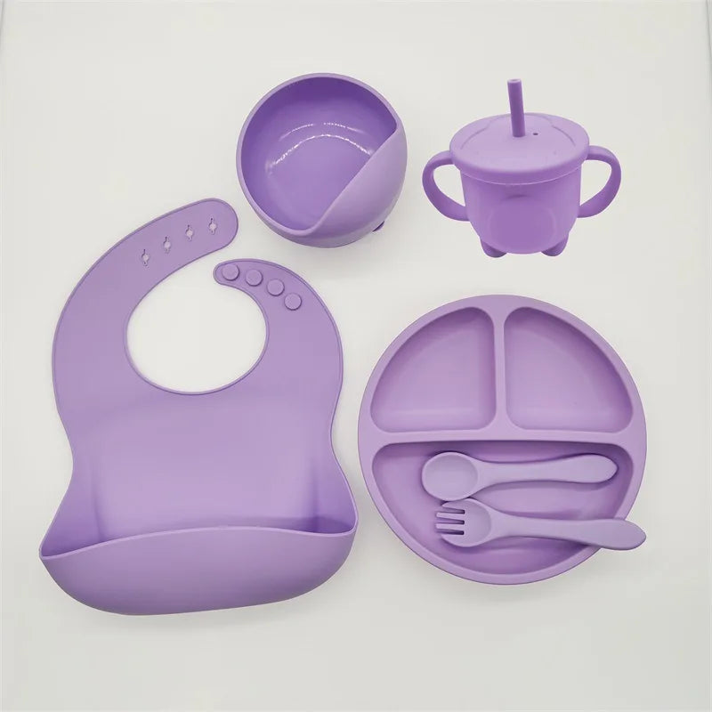 TinyBites Silicone Feeding Set for Babies-Pink-State of Style
