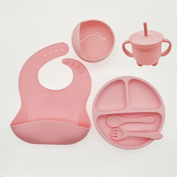 TinyBites Silicone Feeding Set for Babies-Pink-State of Style