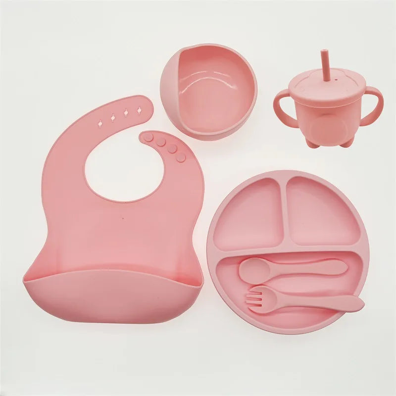 TinyBites Silicone Feeding Set for Babies-Pink-State of Style