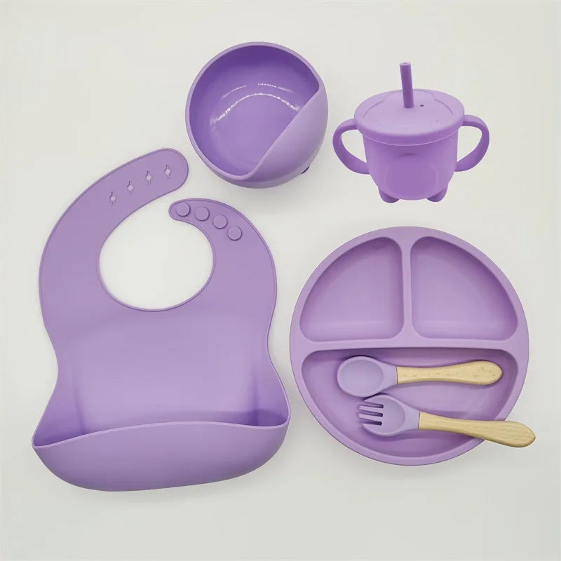 TinyBites Silicone Feeding Set for Babies-Purple-State of Style