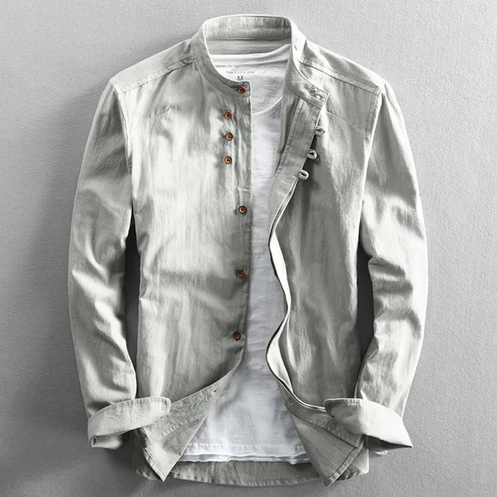 Traditional Japanese Men's Shirt - Yuki-Charcoal-M-State of Style