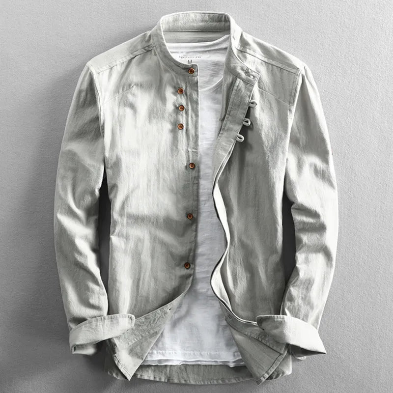 Traditional Japanese Men's Shirt - Yuki-Charcoal-M-State of Style