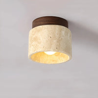 TravaGlow Rustic Travertine Ceiling Lamp-Walnut-State of Style