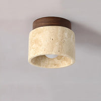 TravaGlow Rustic Travertine Ceiling Lamp-Walnut-State of Style