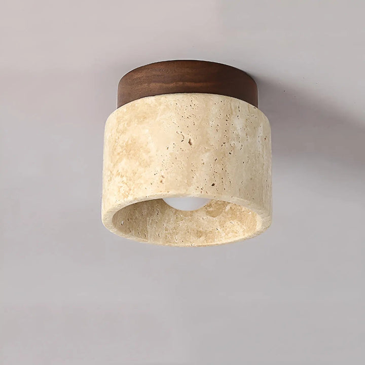 TravaGlow Rustic Travertine Ceiling Lamp-Walnut-State of Style