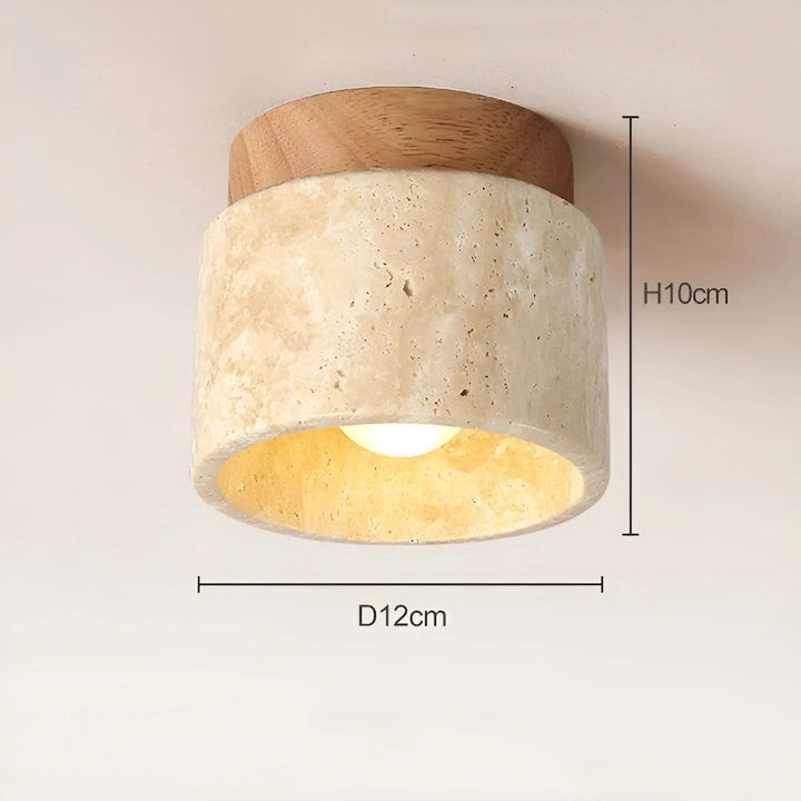 TravaGlow Rustic Travertine Ceiling Lamp-Wood-State of Style