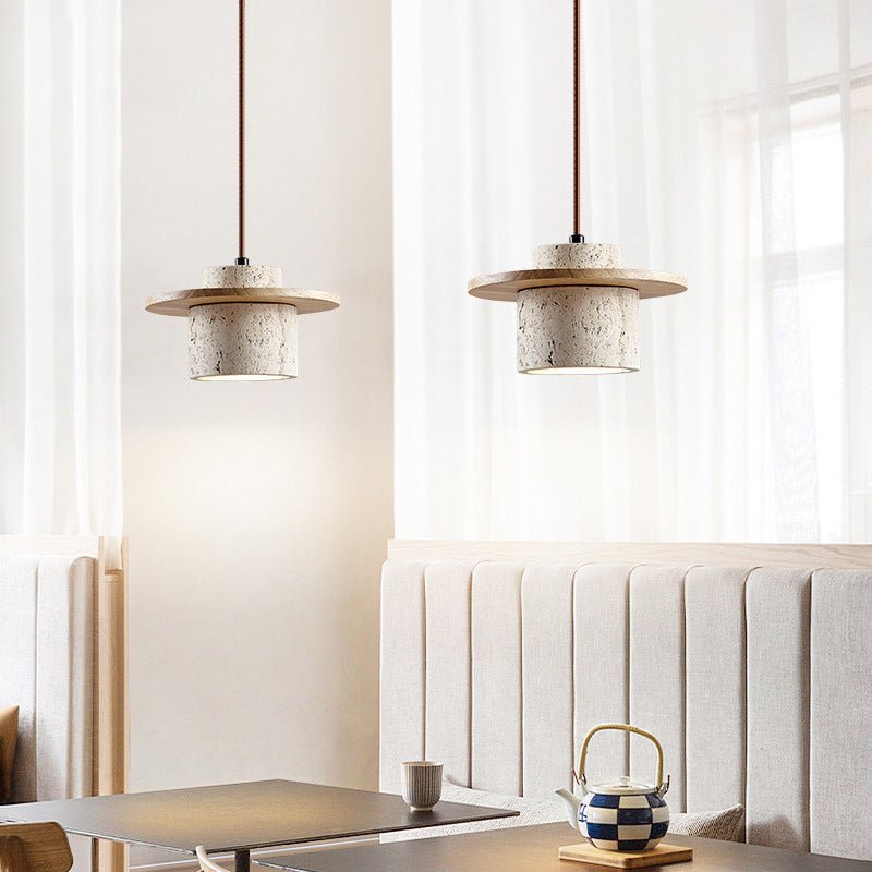 Travertine Pendant Light for Natural Luxury - StoneGlow-Walnut-State of Style