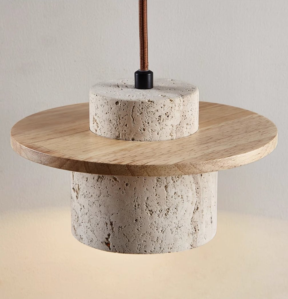 Travertine Pendant Light for Natural Luxury - StoneGlow-Walnut-State of Style