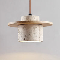 Travertine Pendant Light for Natural Luxury - StoneGlow-Wooden-State of Style