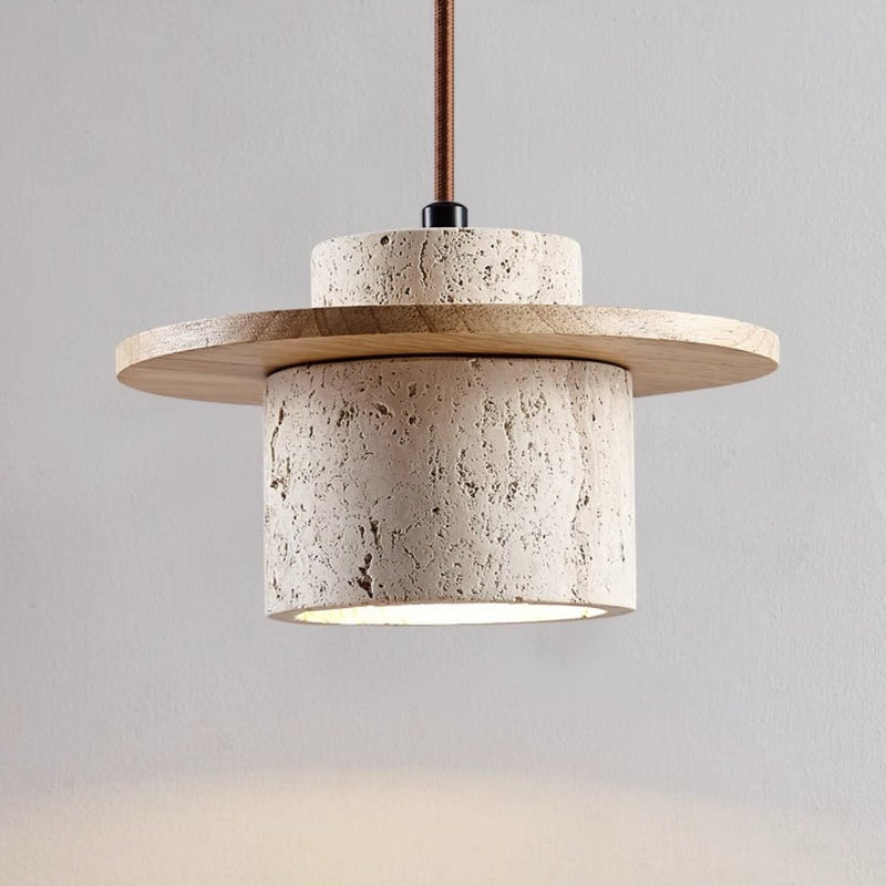 Travertine Pendant Light for Natural Luxury - StoneGlow-Wooden-State of Style